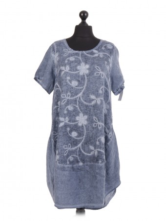 Italian Embroidered Floral Dye Dress