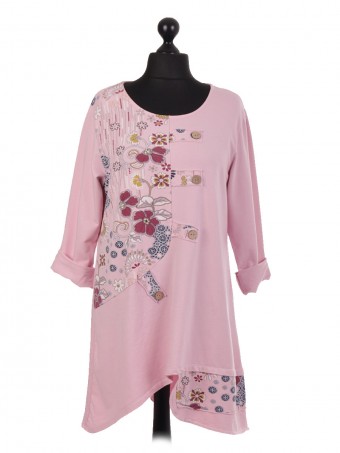 Italian Floral Panel Tunic Top