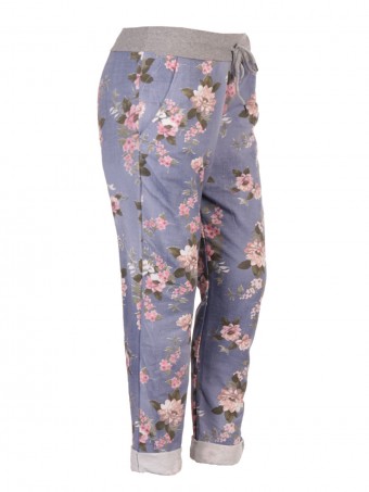 Italian Floral Print Cotton Trousers