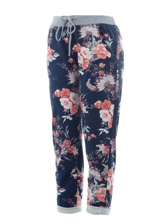 Italian Floral Print Summer Cotton Trouser