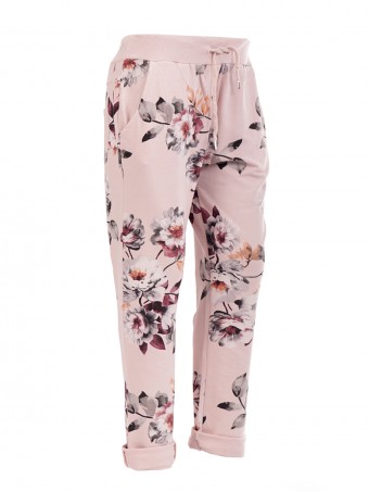 Italian floral print trouser- color nude