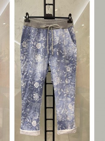 Italian Floral Printed Summer Trousers