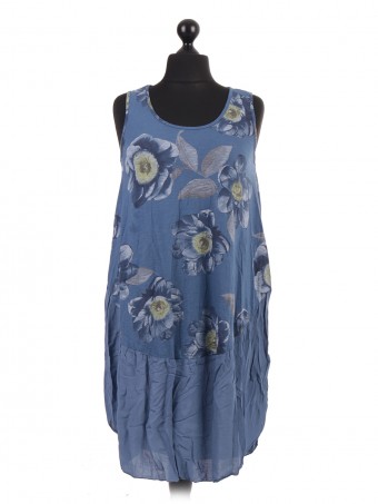 Italian Floral Tunic Dress With Round Hem