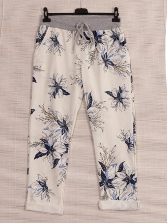 Italian Flower Printed Cotton Joggers