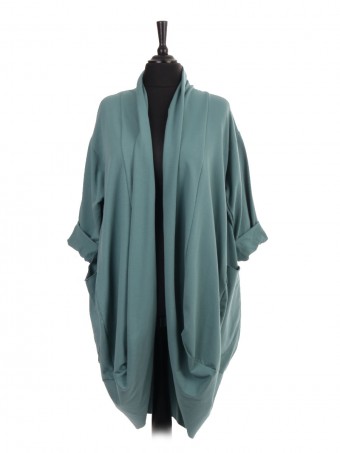 Italian Front Open Waterfall Cardigan With Front Pockets