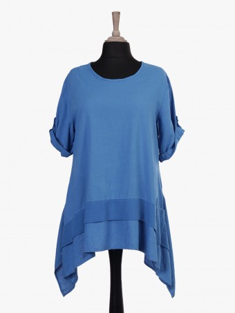 Italian Front Pocket Detail Linen Tunic Top