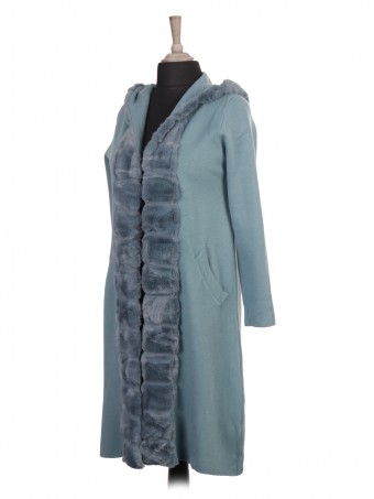 Italian Fur Detail Hooded Knitted Jacket