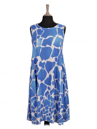 Italian Giraffe Print Flared Dress