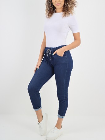 Italian Italian Drawstring Waist Denim Magic Pants