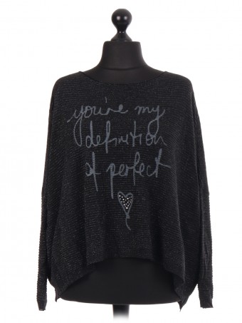 Italian Knitted Glittery Crop Batwing Jumper