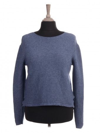 Italian Knitted High Low Ribbed Crop Jumper