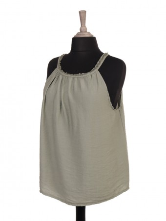 Italian Lace Detail Flared Vest Top