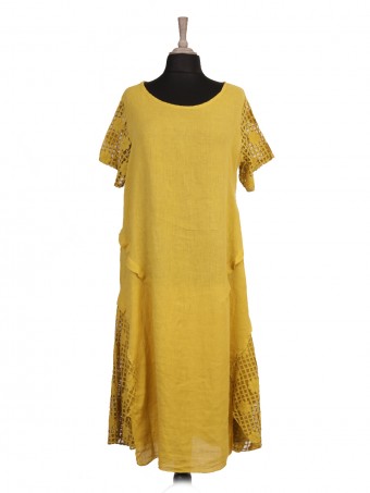 Italian Lace Sleeve Linen Lagenlook Dress