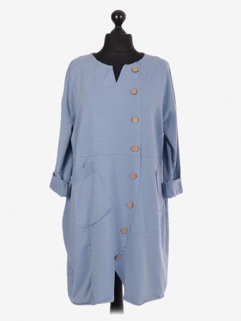 Italian Lagenlook Dress With Button Panel