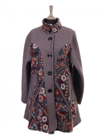 Italian Lana Wool Coat with Boiled Wool Detail and Side Pockets
