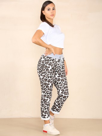 Italian Leopard Print Cotton Trousers