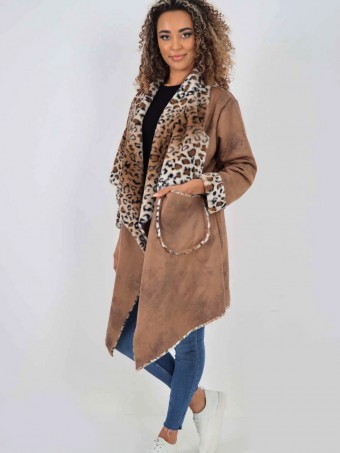 Italian Leopard Print Open Front Jacket