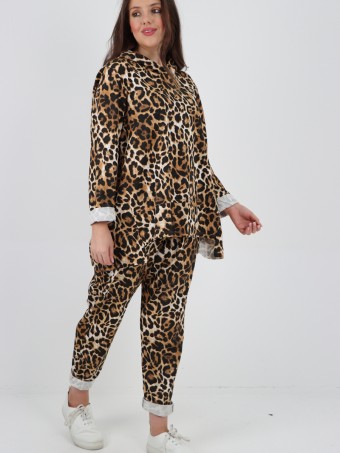 Italian Leopard Printed Hooded Co-ord Set