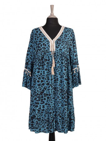 Italian Leopard Printed Tiered Dress