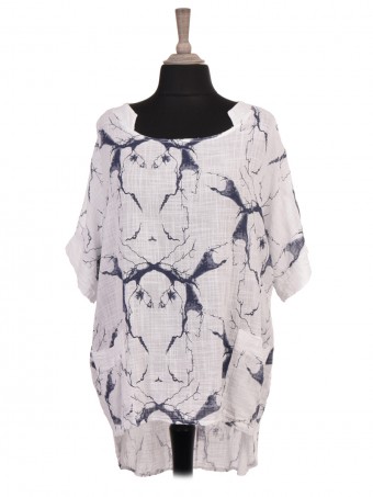 Italian Lightning Print High Low Batwing Top