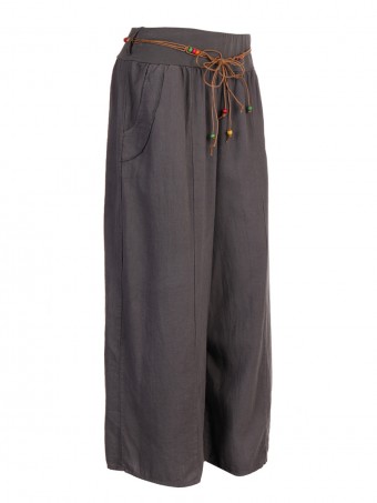 Italian Linen Rope Tie Elasticated Waist Culotte