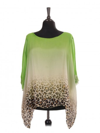 Italian Ombre Leopard Print Batwing Top