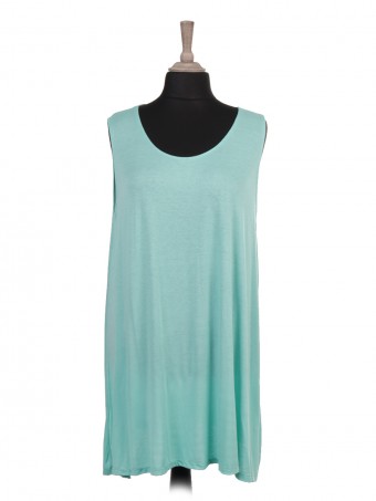 Italian Plain Sleeveless Flared Top