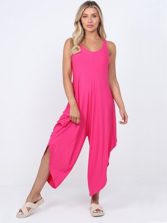 Italian Plain Strappy Harem Jumpsuit