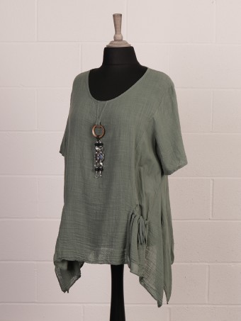 Italian Plain Tunic Top With Front Elasticated Pockets