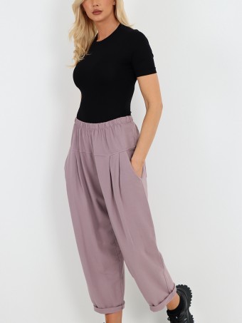 Italian Pleated Back Pockets Detail Cotton Trousers