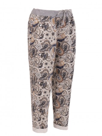 Italian Plus Size Cotton Paisley Print Trouser