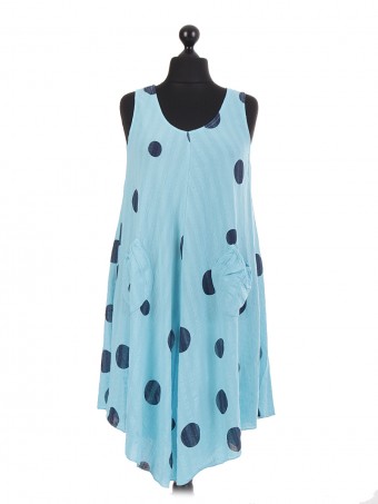 Italian Polka Dot Sleeveless Cotton Dress