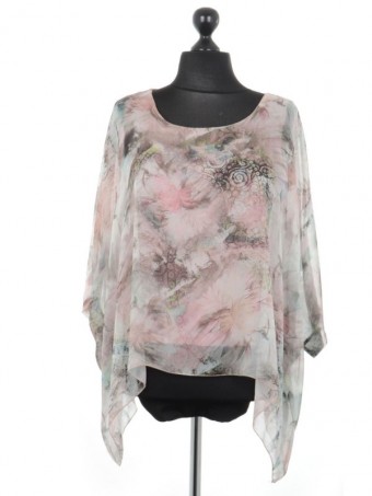 Italian Printed Batwing Tunic Top