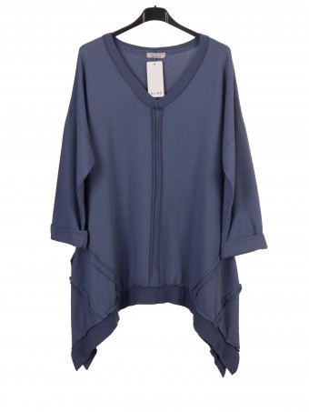 Italian Ribbed Neck Cotton Tunic Top
