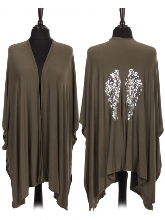 Italian Sequin Angel Wing Open Front Cape/cardigan