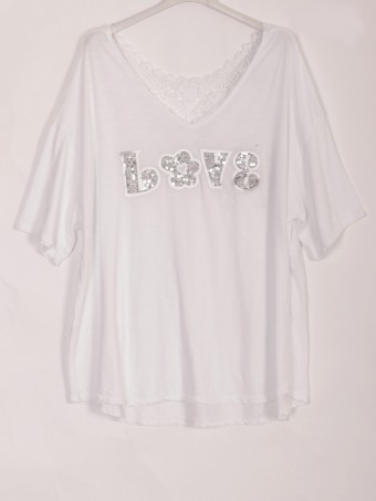 Italian Sequin Detail Cotton Top