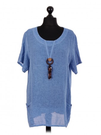 Italian Short Sleeve Tunic Top With Pockets