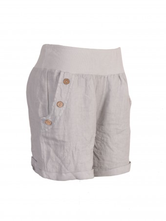 Italian Side Button Detail Linen Shorts