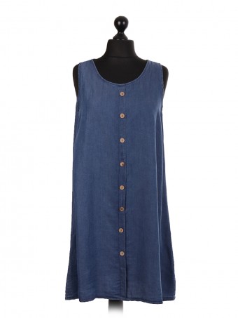 Italian Sleeveless Button Panel Chambray Top