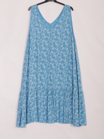 Italian Sleeveless Daisy Printed Flared Dress