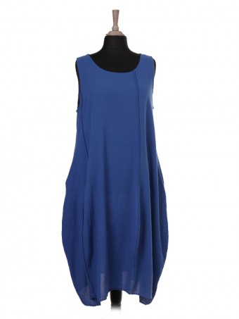 Italian Sleeveless Lagenlook Dress With Side Pockets