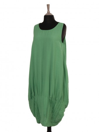 Italian Sleeveless Pleated Hem Lagenlook Dress