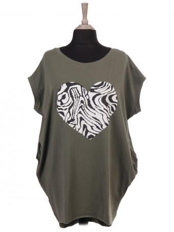 Italian Sleeveless Zebra Print Heart Batwing Top
