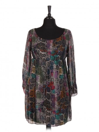 Italian Snake Print Two Layered Silk Dress