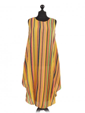 Italian Stripe Print Long Dress