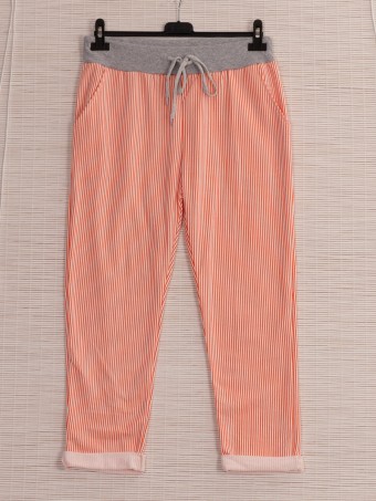 Italian Striped Print Cotton Trousers