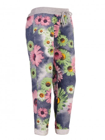 Italian Sunflower Print Cotton Trouser