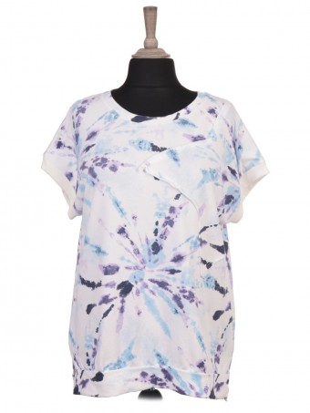 Italian Tie Dye Print Star Patch Top