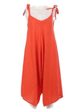 Italian Tie Straps Linen Draped Jumpsuit