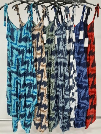 Italian Tie Straps Zig-Zag Print Jumpsuit